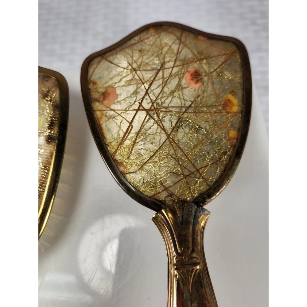 Vintage 2 Gold Tone  Vanity Brushes